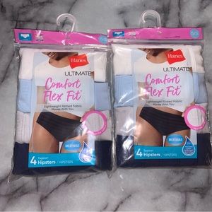 TWO 4-PK Hanes Comfort Flex Fit Hipster Panties Size 5 - Small Price Firm